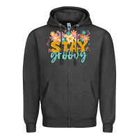 Charcoal Heather stay groovy Zipper Hoodie - MaliasSmallBusiness