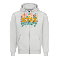 Dove Grey stay groovy Zipper Hoodie - MaliasSmallBusiness