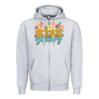 Heather Grey stay groovy Zipper Hoodie - MaliasSmallBusiness