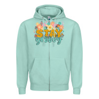 Seafoam stay groovy Zipper Hoodie - MaliasSmallBusiness