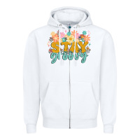 White stay groovy Zipper Hoodie - MaliasSmallBusiness
