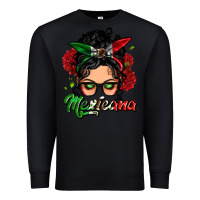 Black mexicana woman messy bun Premium Sweatshirt - LillyAllenDesigns