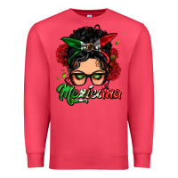 Cardinal mexicana woman messy bun Premium Sweatshirt - LillyAllenDesigns