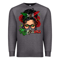 Charcoal Heather mexicana woman messy bun Premium Sweatshirt - LillyAllenDesigns