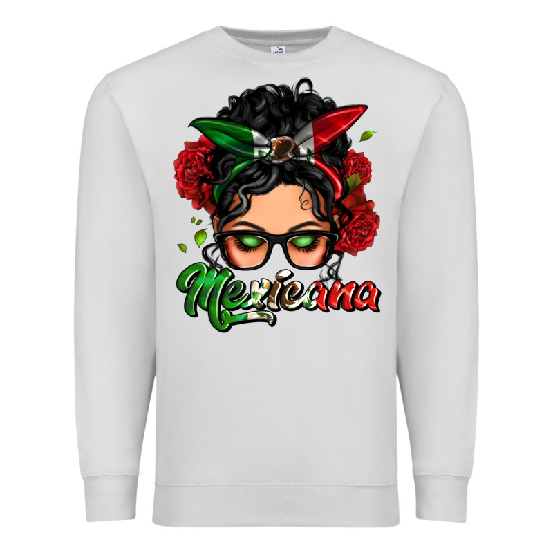 Mexicana Woman Messy Bun Premium Sweatshirt by LillyAllenDesigns | Teevron