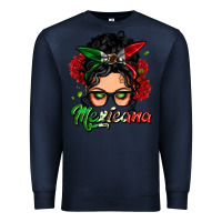 Navy mexicana woman messy bun Premium Sweatshirt - LillyAllenDesigns