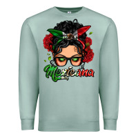 Seafoam mexicana woman messy bun Premium Sweatshirt - LillyAllenDesigns
