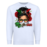 White mexicana woman messy bun Premium Sweatshirt - LillyAllenDesigns