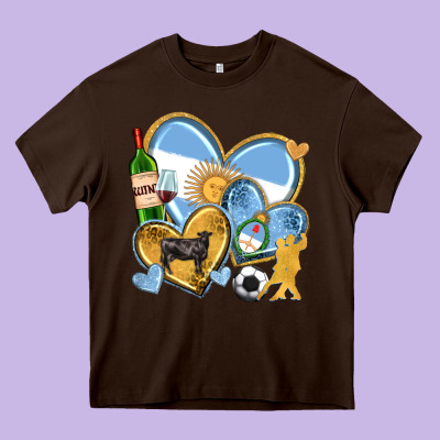 Argentina  Hearts Heavy Core Tee Designed By Texasbilliewilder