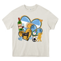 Cream argentina  hearts Heavy Core Tee - texasbilliewilder
