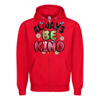 Red always be kind Zipper Hoodie - MaliasSmallBusiness
