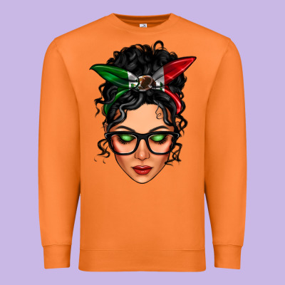Mexican Latina Girl Messy Bun Premium Sweatshirt Designed By Lillyallendesigns