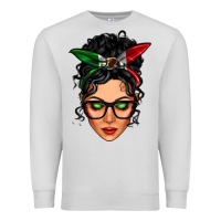 Dove Grey mexican latina girl messy bun Premium Sweatshirt - LillyAllenDesigns