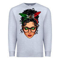 Heather Grey mexican latina girl messy bun Premium Sweatshirt - LillyAllenDesigns