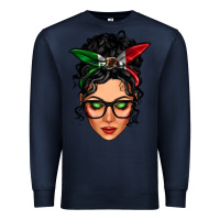 Navy mexican latina girl messy bun Premium Sweatshirt - LillyAllenDesigns