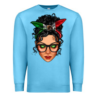 Ocean Blue mexican latina girl messy bun Premium Sweatshirt - LillyAllenDesigns