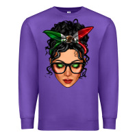Purple mexican latina girl messy bun Premium Sweatshirt - LillyAllenDesigns