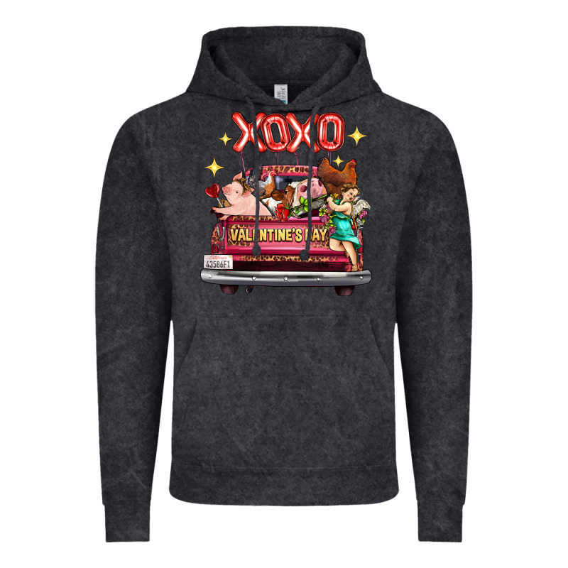 Valentine's Day Truck Farm Animals Cupid Xoxo Vintage Hoodie by FaDigitalArtStudio | Teevron