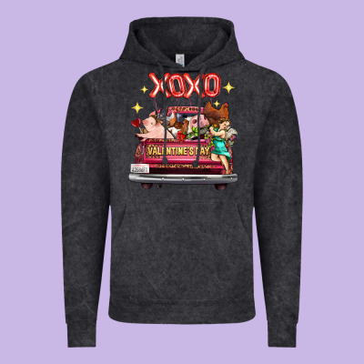 Valentine's Day Truck Farm Animals Cupid Xoxo Vintage Hoodie Designed By Fadigitalartstudio