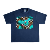 Navy race day turquoise background Urban Heavy Tee - AdoDesignShop