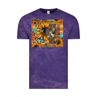 Cloud Purple cross sunflower butterfly Vintage Tee - JahusDesignShop