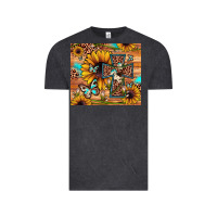 Vintage Black cross sunflower butterfly Vintage Tee - JahusDesignShop