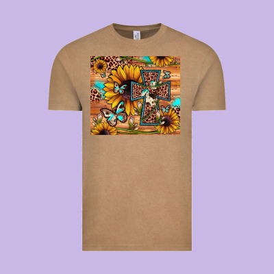 Cross Sunflower Butterfly Vintage Tee Designed By Jahusdesignshop