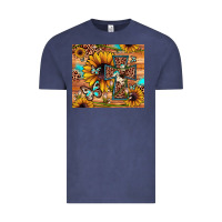 Vintage Denim cross sunflower butterfly Vintage Tee - JahusDesignShop