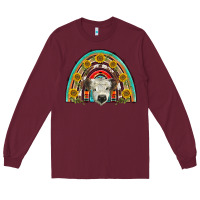 Burgundy scottish white calf  rainbow Long Sleeve Tee - BarkalooDesign