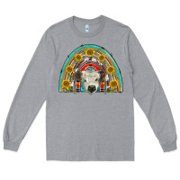 Heather Grey scottish white calf  rainbow Long Sleeve Tee - BarkalooDesign