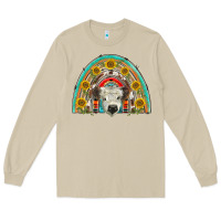 Mushroom scottish white calf  rainbow Long Sleeve Tee - BarkalooDesign