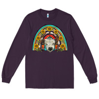 Plum scottish white calf  rainbow Long Sleeve Tee - BarkalooDesign