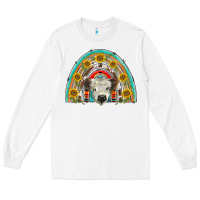 White scottish white calf  rainbow Long Sleeve Tee - BarkalooDesign