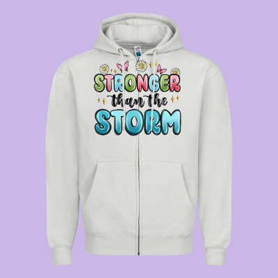 Stronger Than The Storm Zipper Hoodie Designed By Maliassmallbusiness