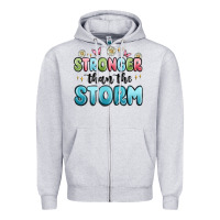 Heather Grey stronger than the storm Zipper Hoodie - MaliasSmallBusiness