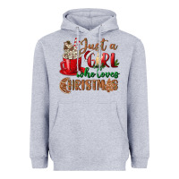 Heather Grey just a girl who loves christmas Heavyweight Hoodie - BundleAndBundleShop
