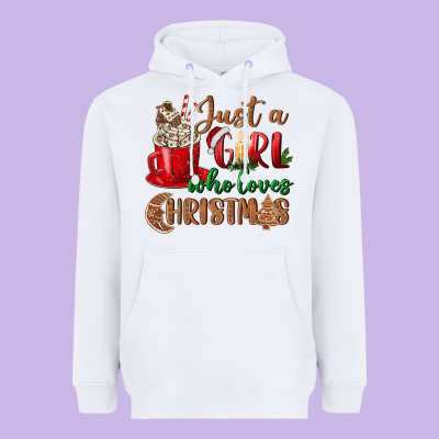 Just A Girl Who Loves Christmas Heavyweight Hoodie Designed By Bundleandbundleshop