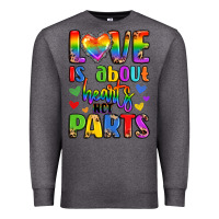 Charcoal Heather love is about hearts not parts Premium Sweatshirt - LillyAllenDesigns