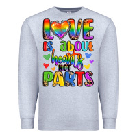 Heather Grey love is about hearts not parts Premium Sweatshirt - LillyAllenDesigns