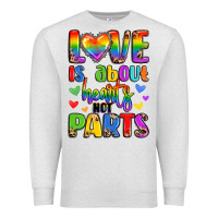 Oatmeal Heather love is about hearts not parts Premium Sweatshirt - LillyAllenDesigns