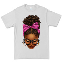 Dove Grey afro messy bun pink leopard bow Premium Tee - texasbilliewilder