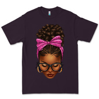 Plum afro messy bun pink leopard bow Premium Tee - texasbilliewilder