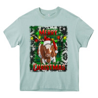 Arona Western Merry Christmas Longhorn Cow Heavy Core Tee - RanaPortraitStore