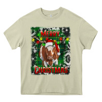 Mossy Western Merry Christmas Longhorn Cow Heavy Core Tee - RanaPortraitStore