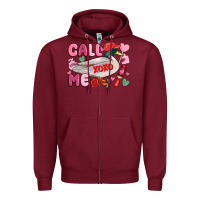 Burgundy call me valentine mallard duck Zipper Hoodie - MaliasSmallBusiness