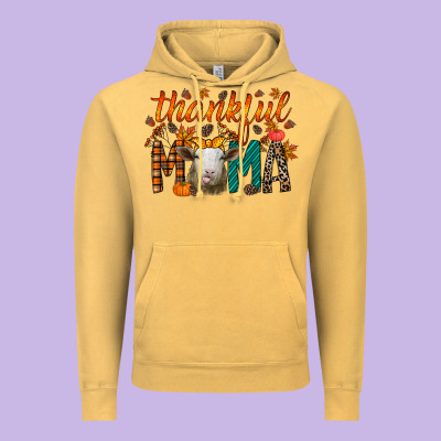 Thankful Mama Sheep Vintage Hoodie Designed By Racoondesign