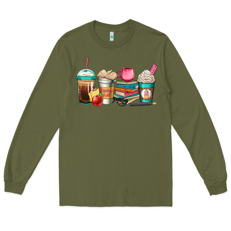 Teacher Fuel Coffee Cups Long Sleeve Tee by Jasminsmagicworld | Teevron