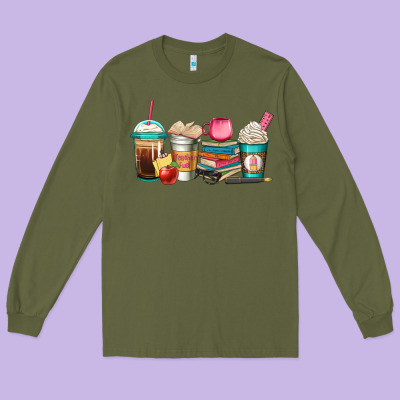 Teacher Fuel Coffee Cups Long Sleeve Tee Designed By Jasminsmagicworld