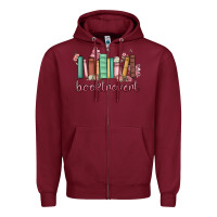 Burgundy booktrovert Zipper Hoodie - MaliasSmallBusiness