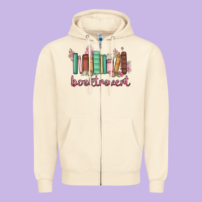 Booktrovert Zipper Hoodie Designed By Maliassmallbusiness